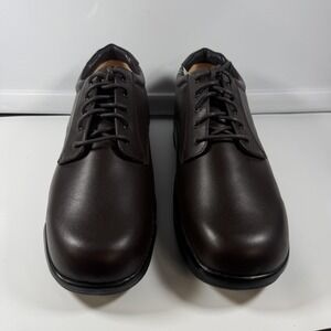Aetrex SmartGrip Shoes Mens Size 15 Brown Leather Slip Resistant Comfort oxford